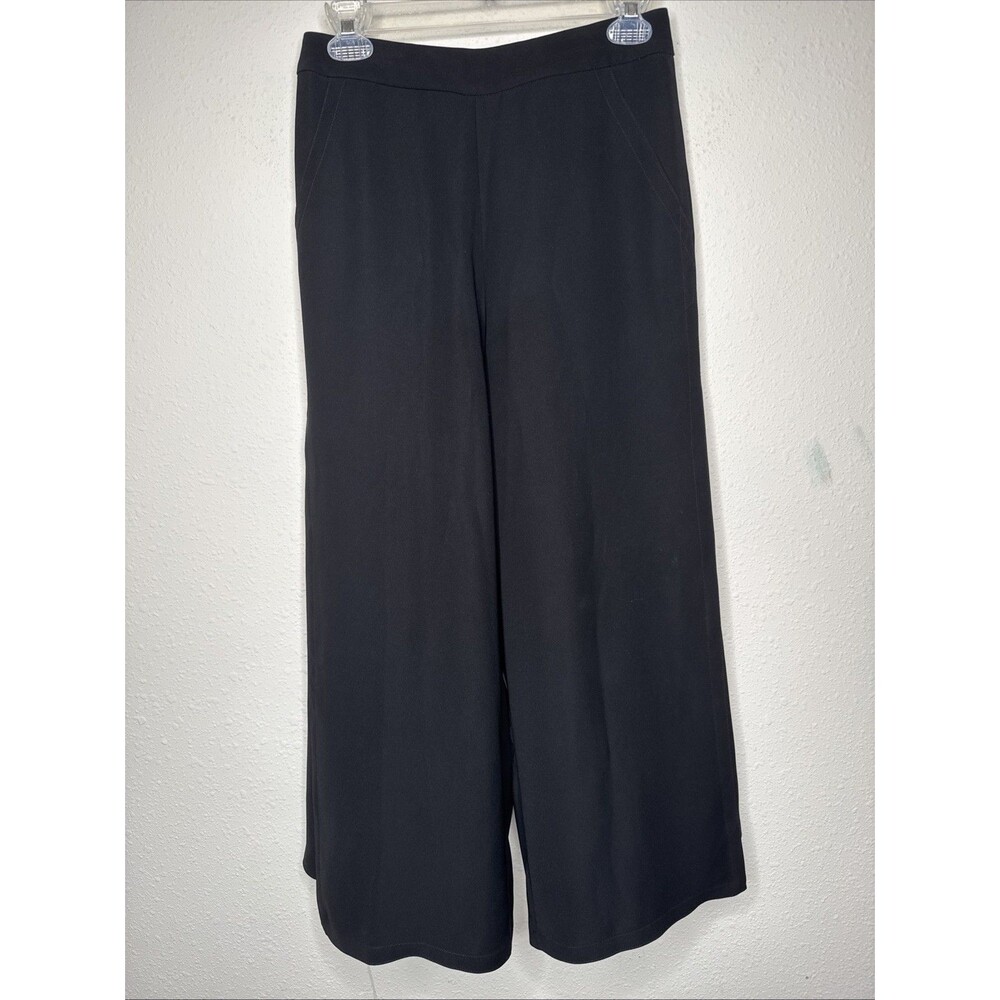 Yigal Azrouel Crepe Womens Black Wide Leg Trouser Pant Split Leg Size 4